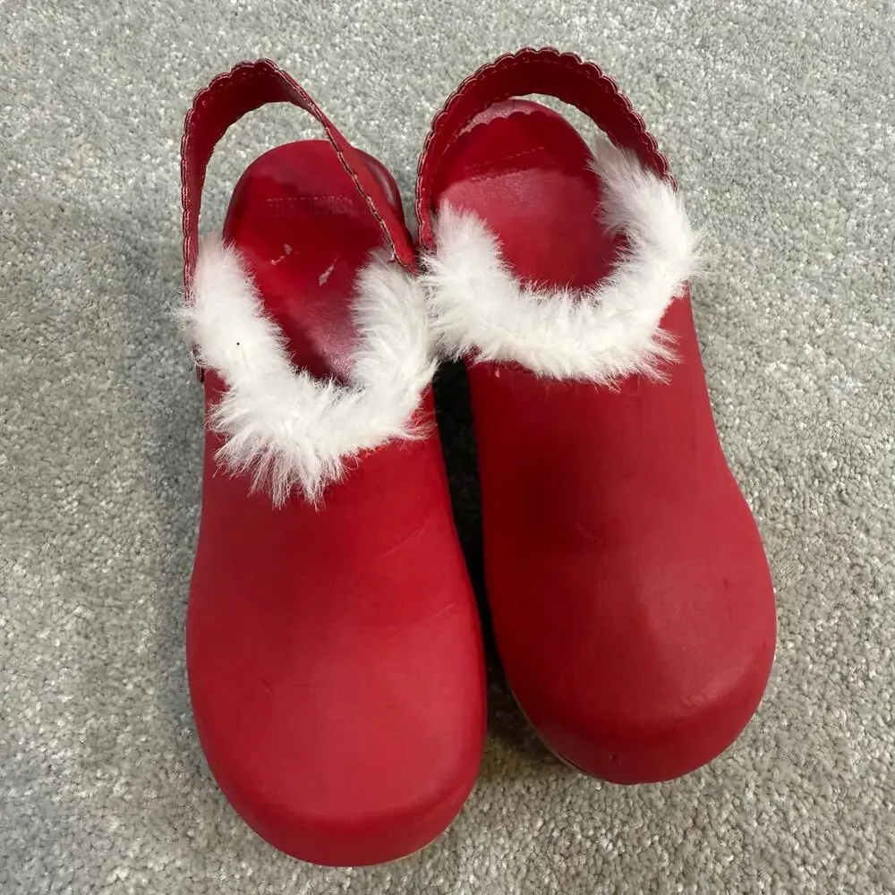 Gymboree‎ Girls Sz 13 Alpine Sweetie Clogs Red Wood Fur Trim Valentines Cottage